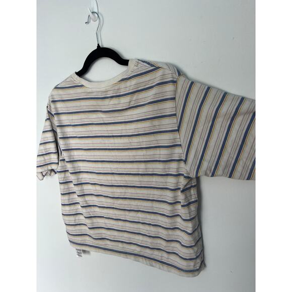 Levis Striped T Shirt Women S Cream Blue Yellow Cotton Casual - Picture 6 of 8